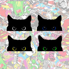 Black Cat Peeker Peeking Sticker Choose your eye color Waterproof Weatherproof Wall Decor Bumper Stickers Car Decals Cat Lover Gift idea