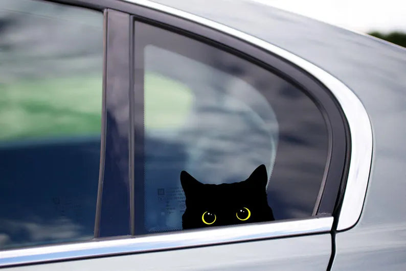 Black Cat Peeker Peeking Sticker Choose your eye color Waterproof Weatherproof Wall Decor Bumper Stickers Car Decals Cat Lover Gift idea